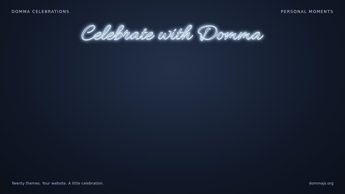 A custom Celebrate with Domma message drawn in silver cursive sparkler lettering