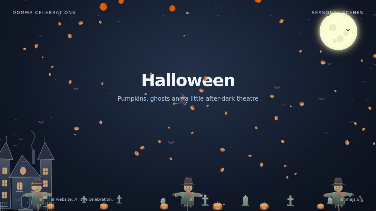 Halloween canvas scene showing pumpkins, ghosts and spooky decorations