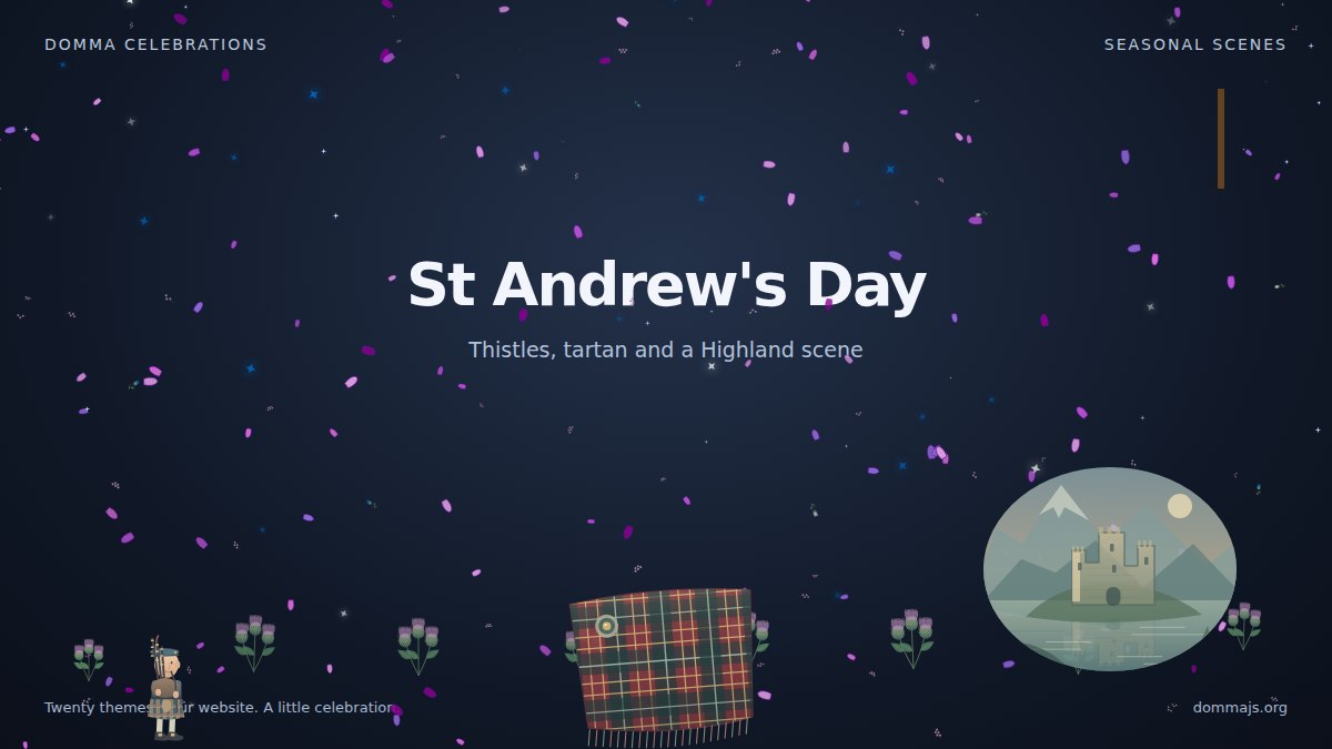 St Andrew's Day canvas scene with thistles, tartan and Scottish decorations