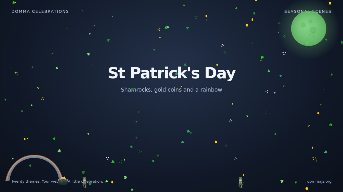 St Patrick's Day canvas scene with shamrocks, gold and Irish decorations
